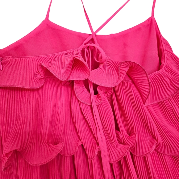Nwot Akira Hot Pink Pleated Tiered Ruffle Adjustabl Spaghetti straps Par… - Picture 10 of 17